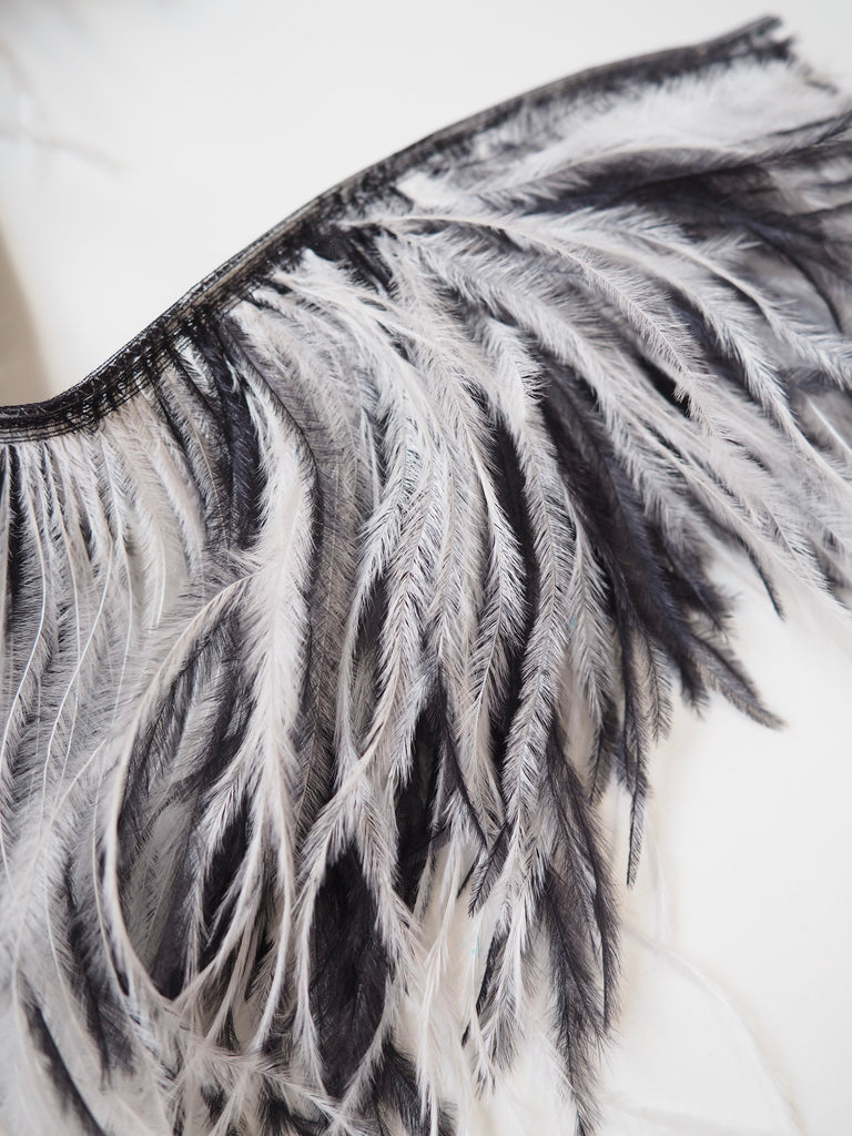 Black + White Ostrich Feather Fringing