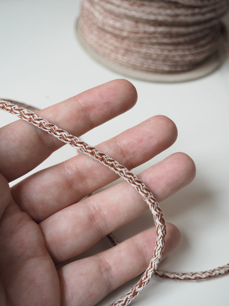 White + Rust Braided Cord 5mm