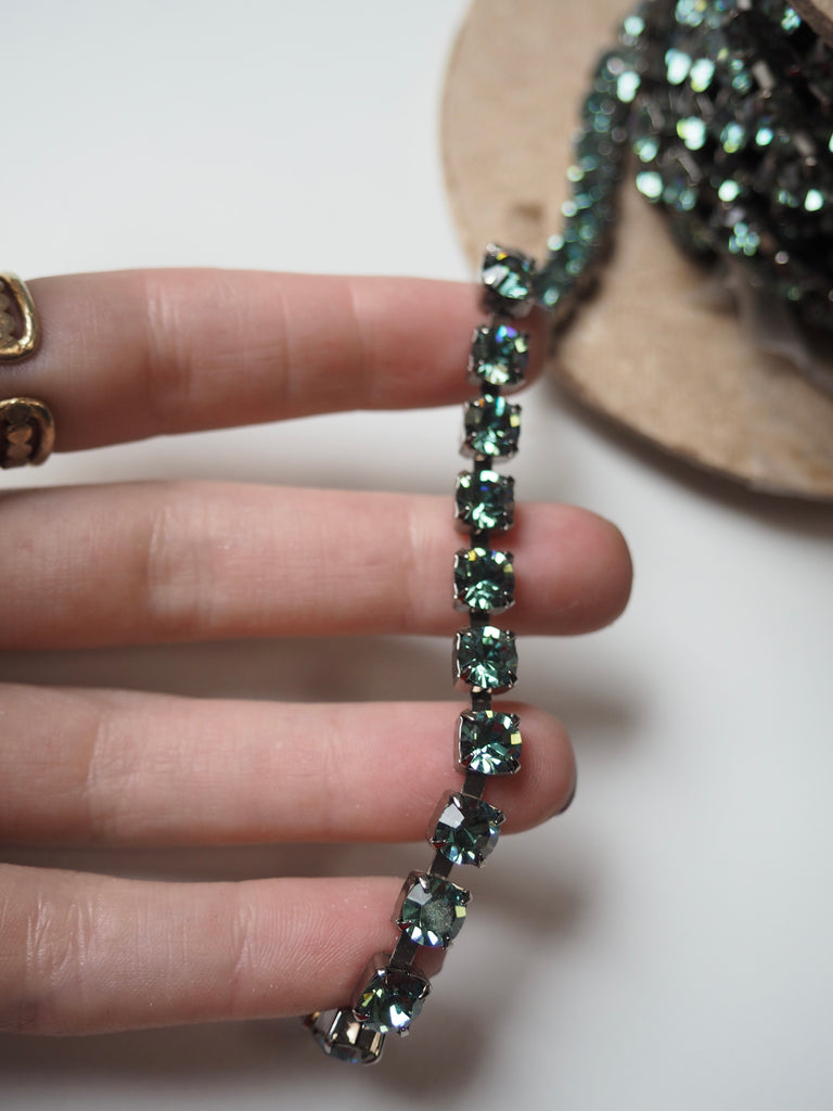 Preciosa Green Crystal + Pewter Cup Chain - 5mm