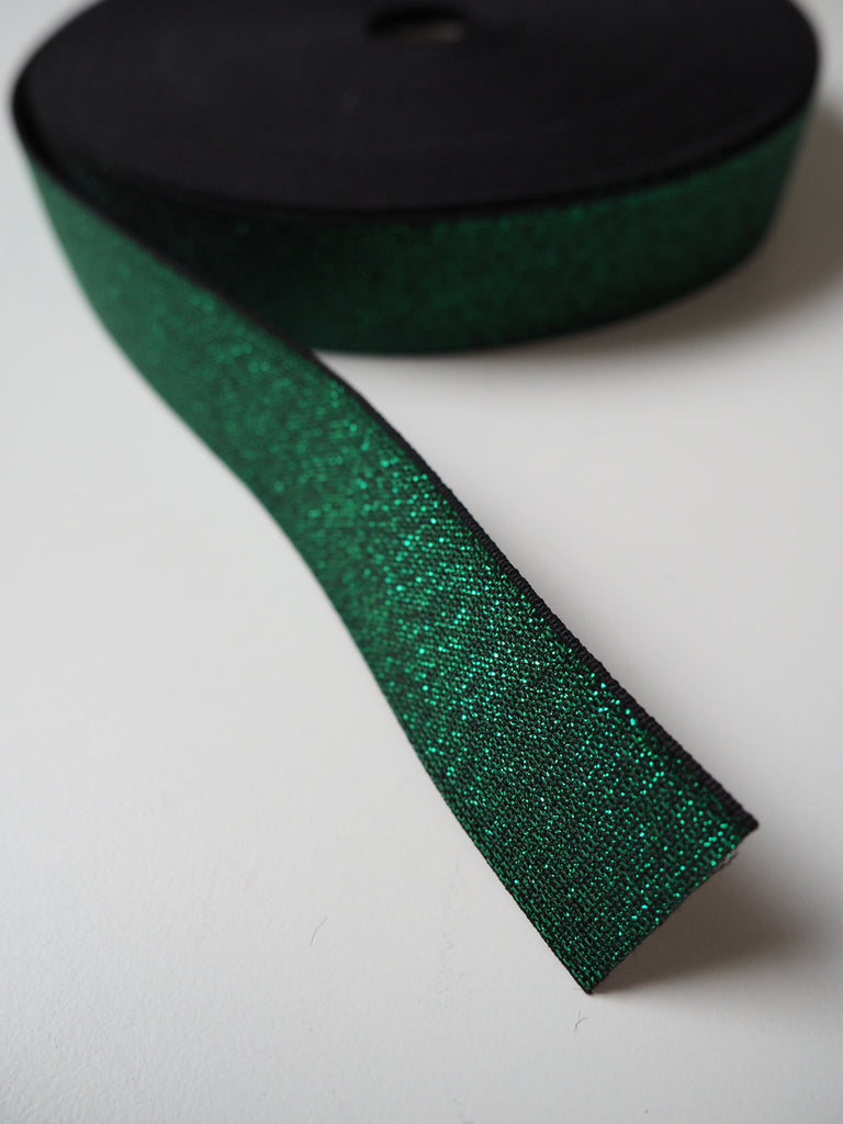 Emerald Metallic Lurex Elastic 35mm