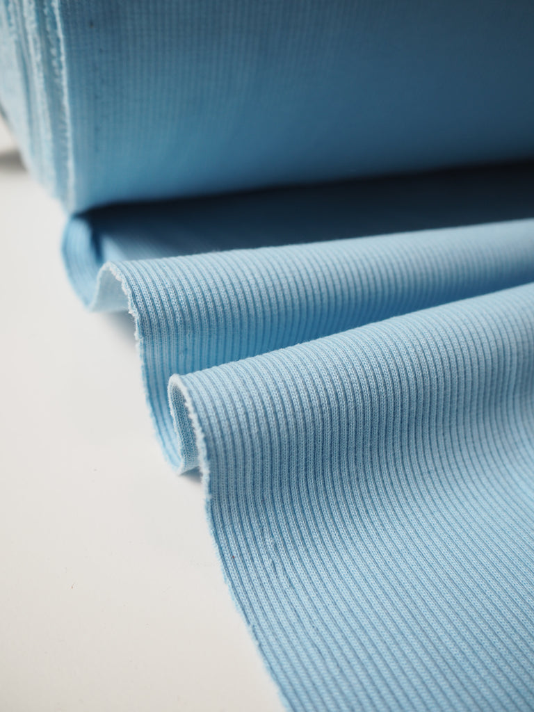 Powder Blue Cotton 2x2 Rib Jersey