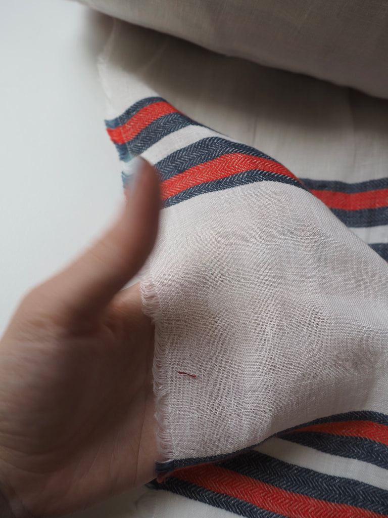 Sailboat Herringbone Stripe Linen