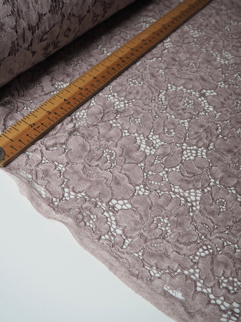 Taupe Carnation Corded Lace