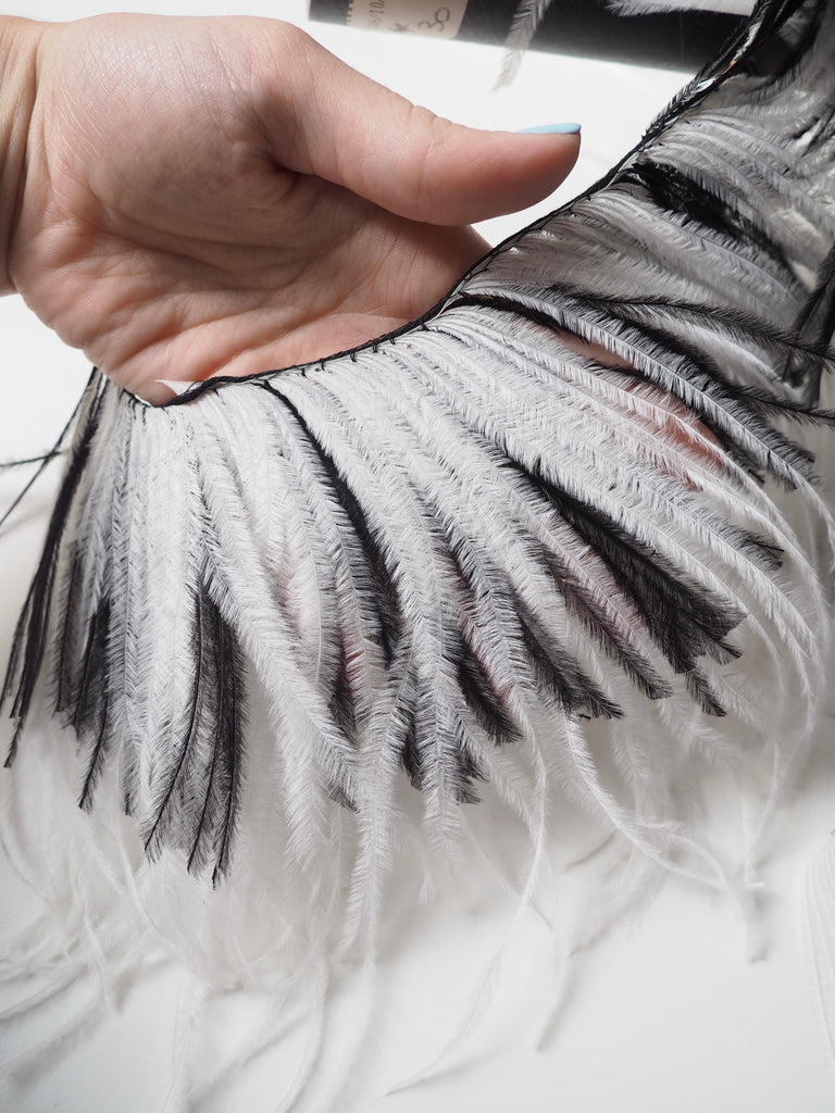 Black + White Layered Ostrich Feather Fringing