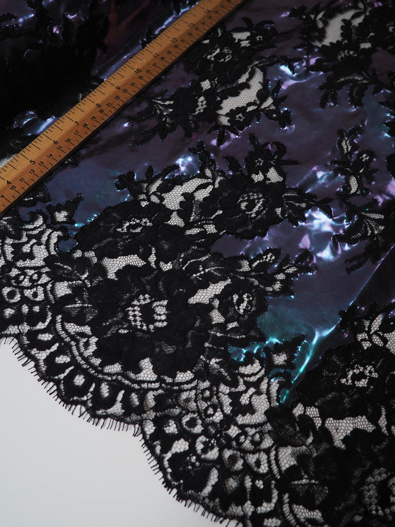 Holographic Black Plastic Cut-away Lace