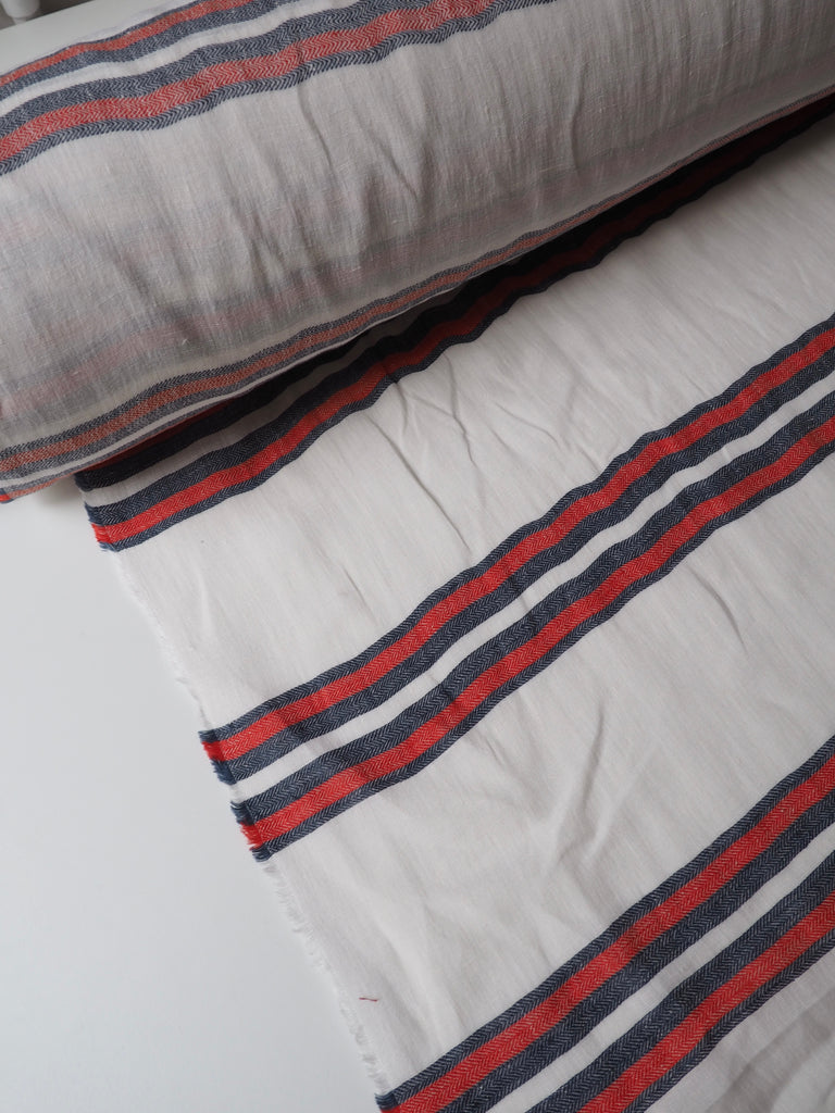 Sailboat Herringbone Stripe Linen