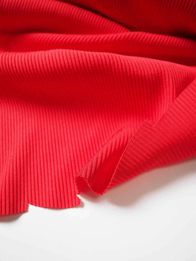 Scarlet Nylon 2x2 Rib Jersey