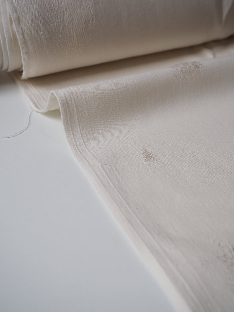 Ivory Jacquard Wool Twill