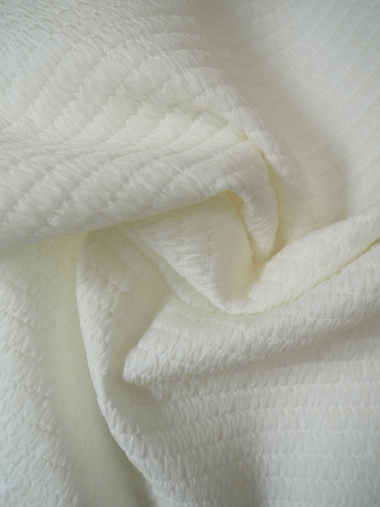 Ivory Silk Shirred Cloqué