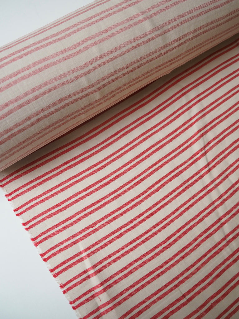 Red + Beige Stripe Cotton