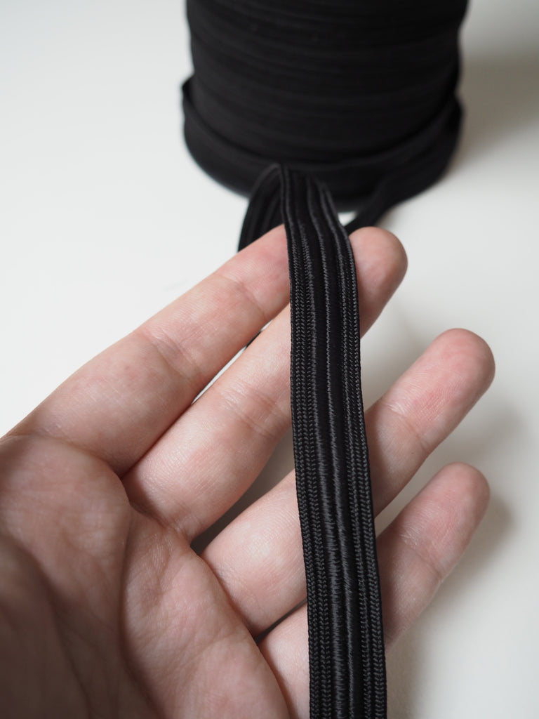 Black Flat Corded Trim 14mm