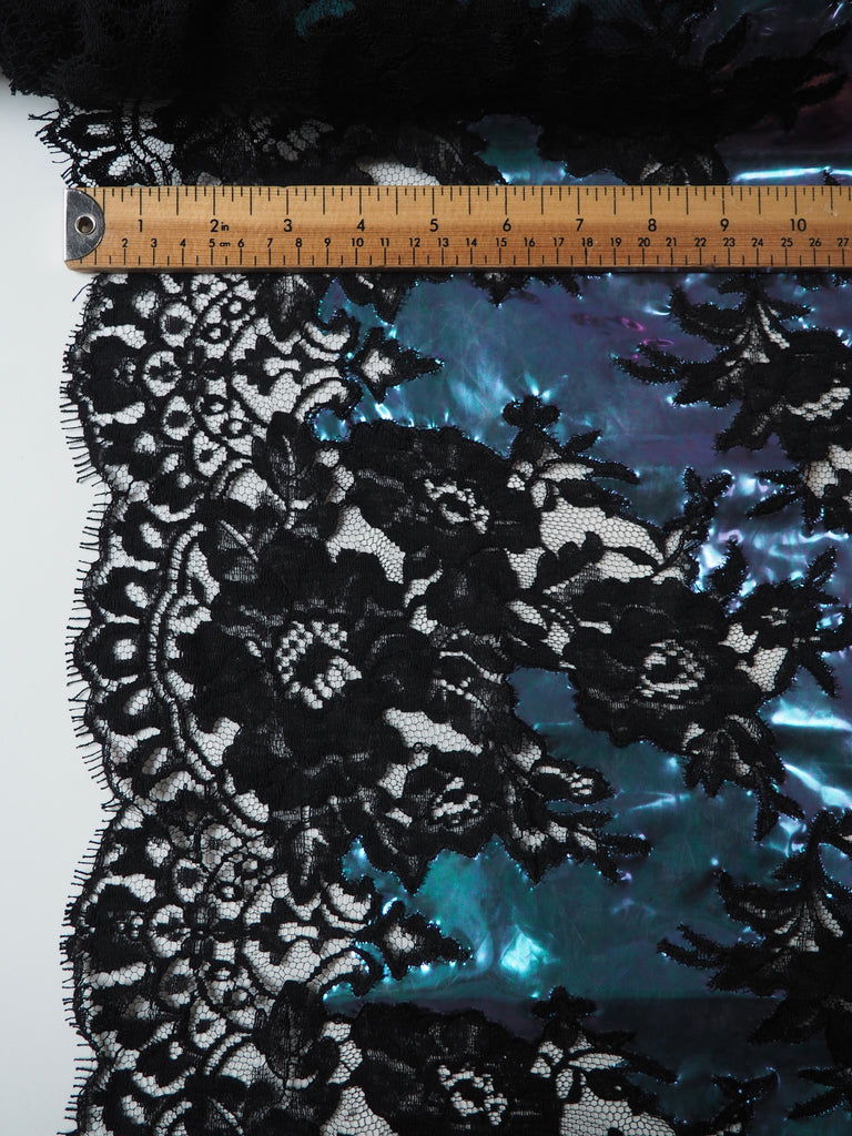 Holographic Black Plastic Cut-away Lace