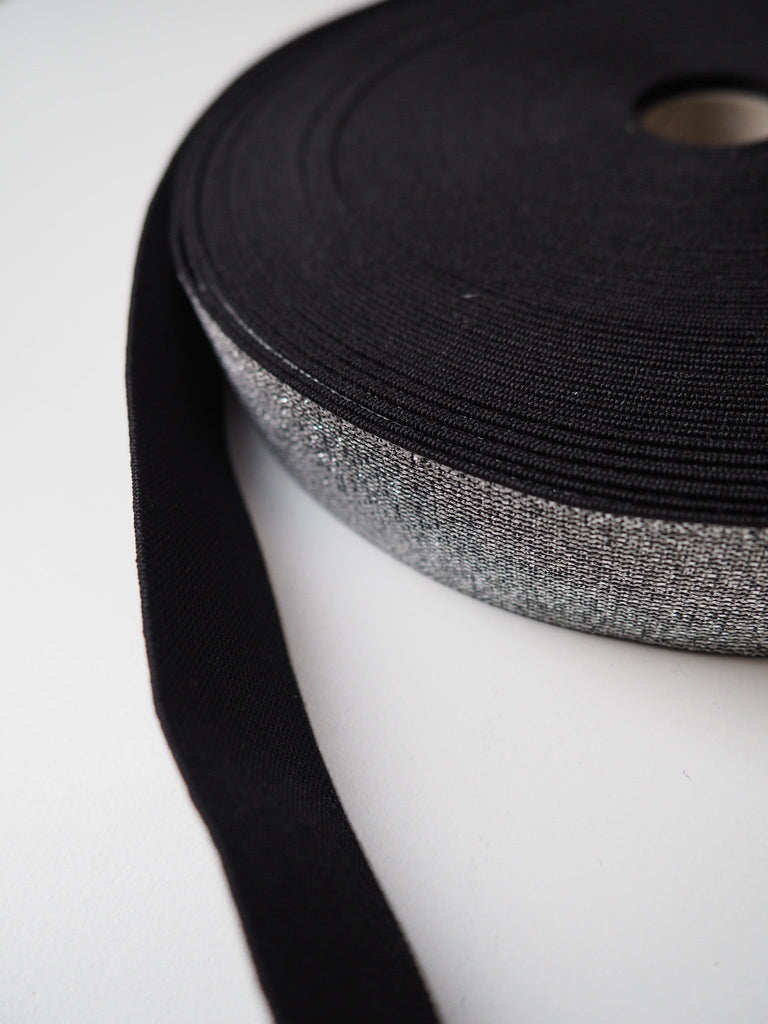 Silver Metallic Lurex Elastic 35mm