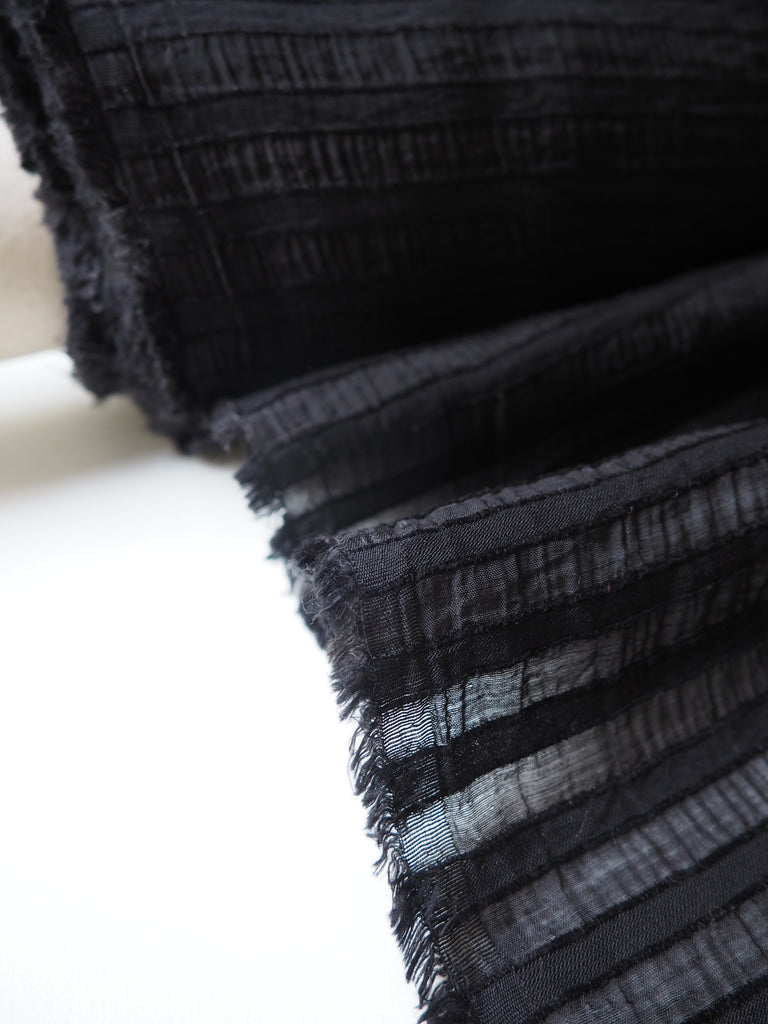 Black Stripe Viscose Voile