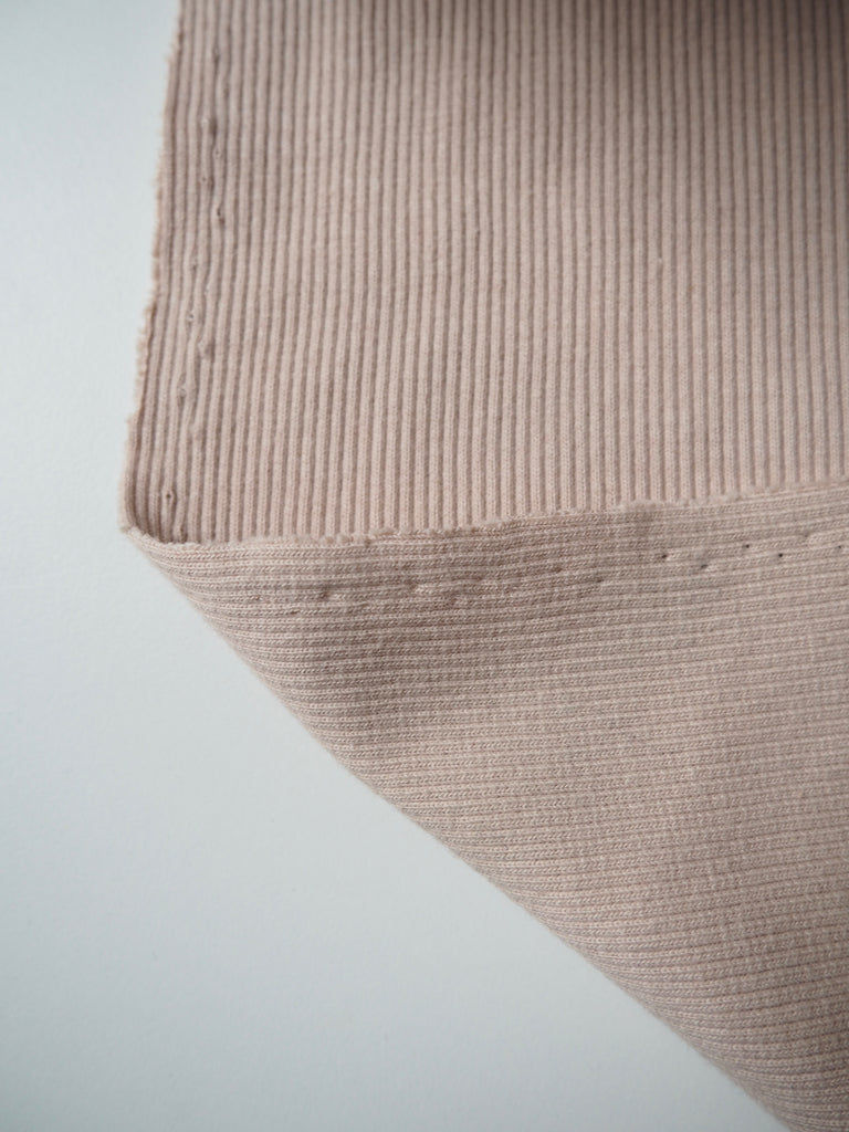 Beige Cotton 2x2 Rib Jersey