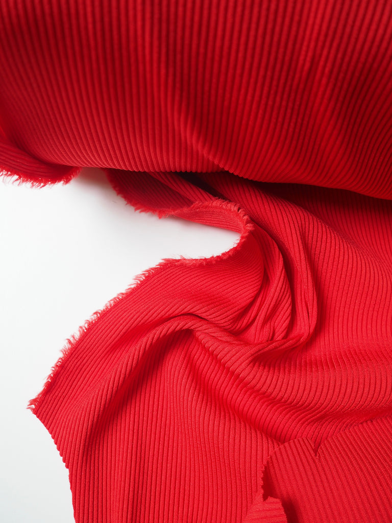 Scarlet Nylon 2x2 Rib Jersey