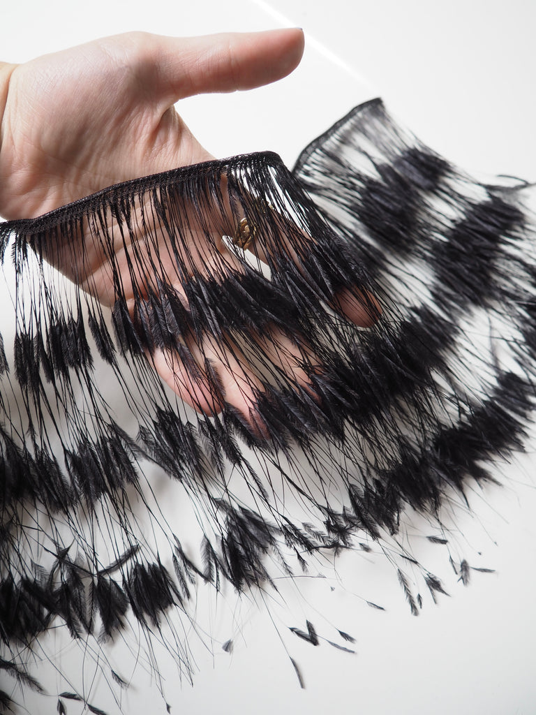 Black Long Trimmed Ostrich Feather Fringing