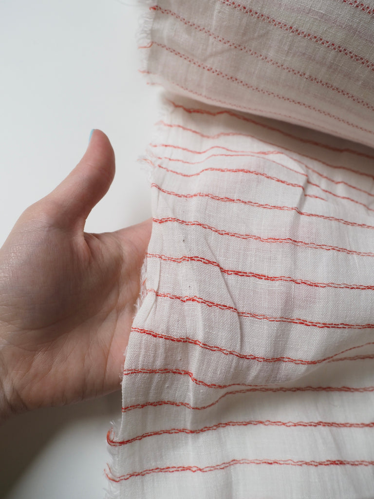 Orange Dainty Stripe Linen