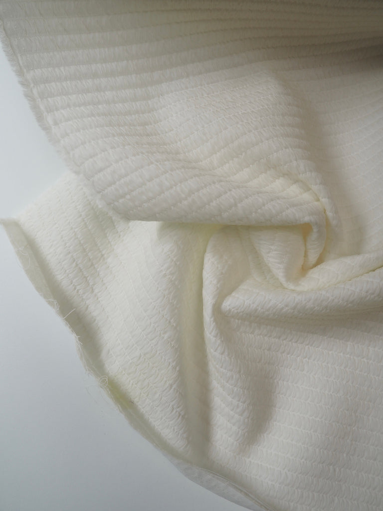 Ivory Silk Shirred Cloqué