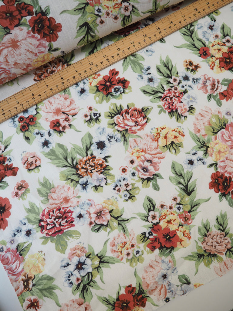 Summer Rose Floral Extra-Wide Linen