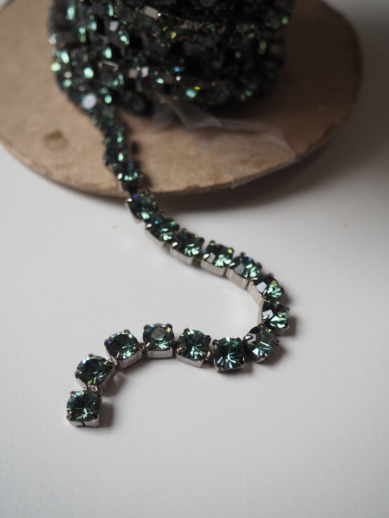 Preciosa Green Crystal + Pewter Cup Chain - 5mm