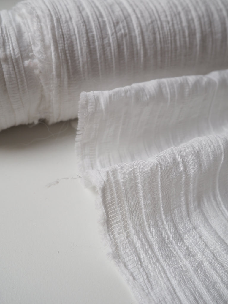 White Crinkle Stripe Viscose