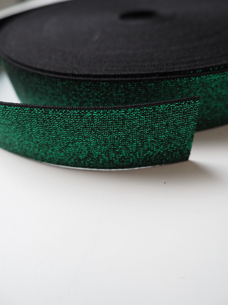 Emerald Metallic Lurex Elastic 35mm