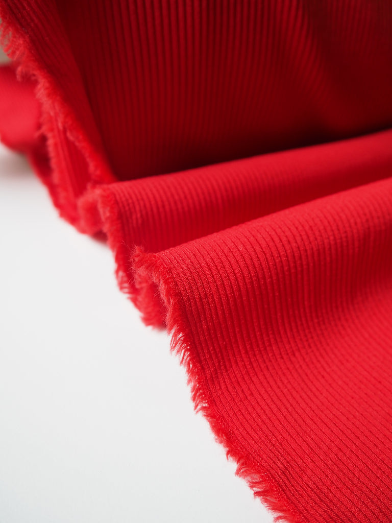 Scarlet Nylon 2x2 Rib Jersey