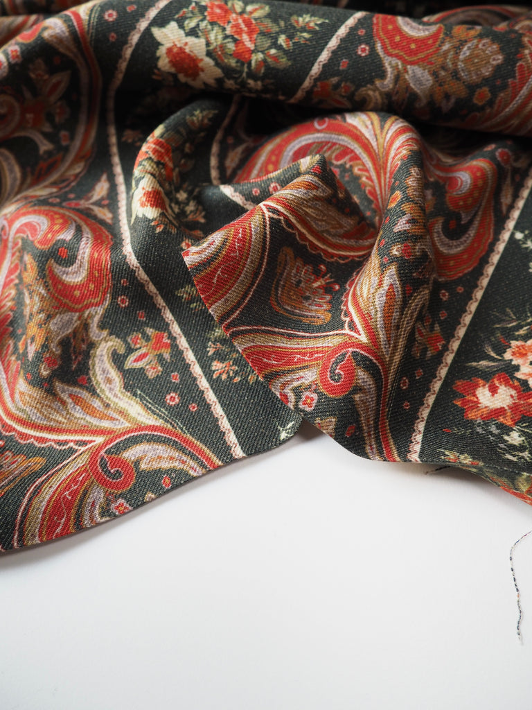 Forest Paisley Silk/Viscose Twill