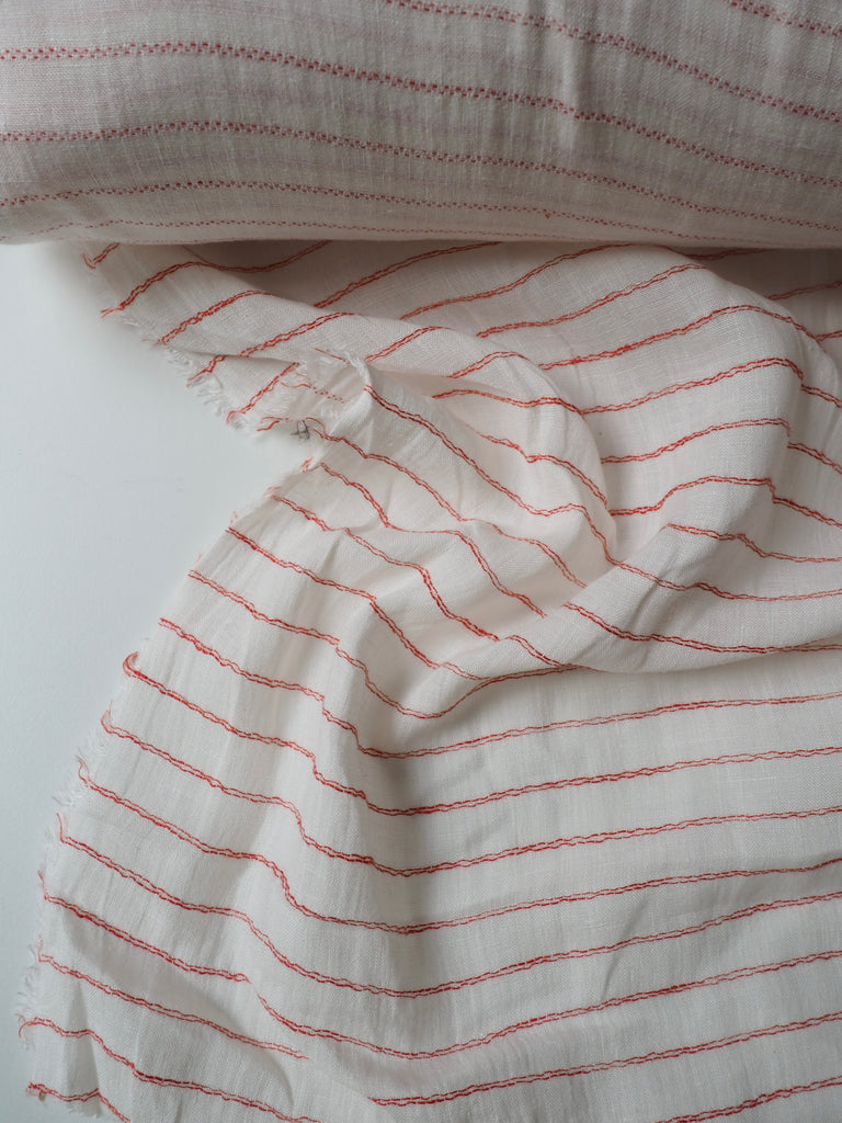 Orange Dainty Stripe Linen