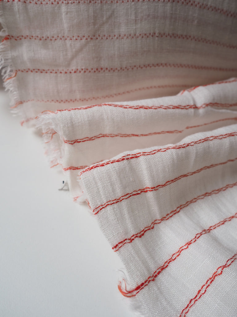 Orange Dainty Stripe Linen