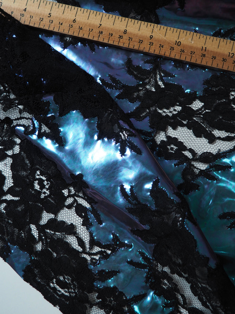 Holographic Black Plastic Cut-away Lace