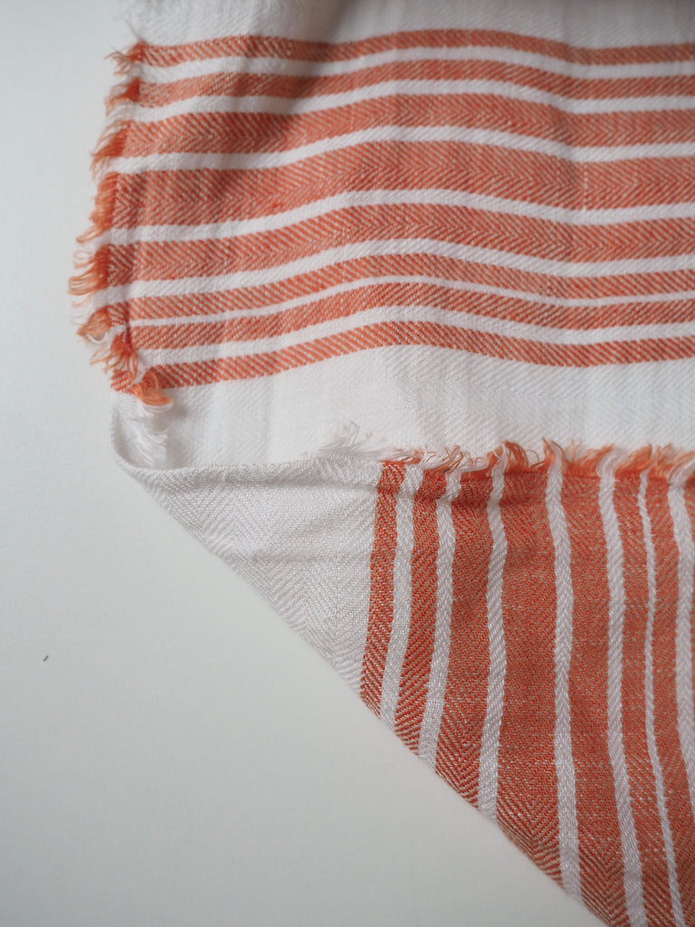 Orange Herringbone Stripe Linen