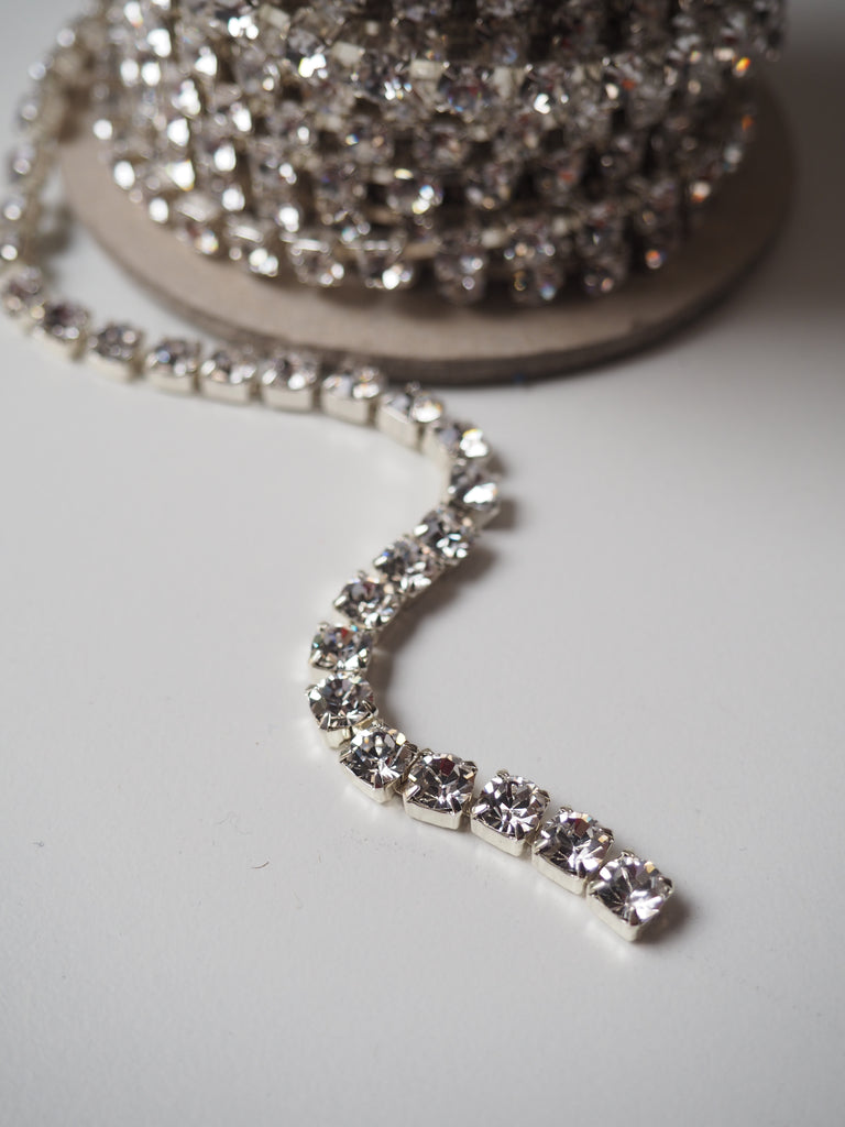 Preciosa Clear Crystal + Silver Metal Cup Chain - 5mm