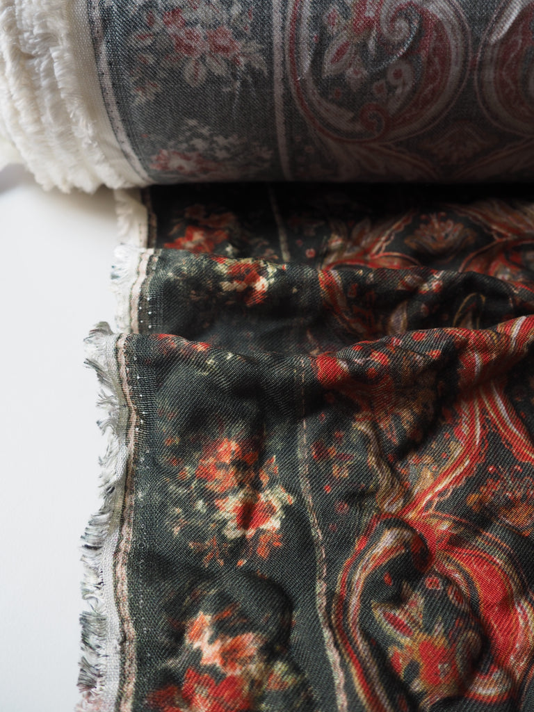 Forest Paisley Silk/Viscose Twill