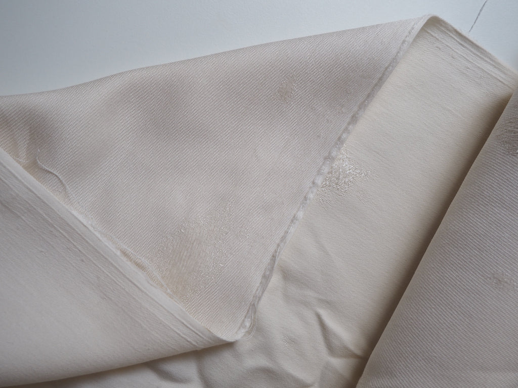 Ivory Jacquard Wool Twill