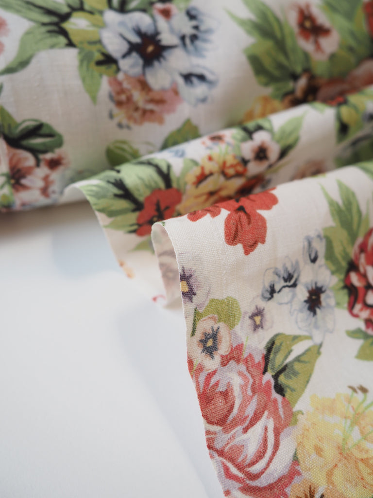 Summer Rose Floral Extra-Wide Linen