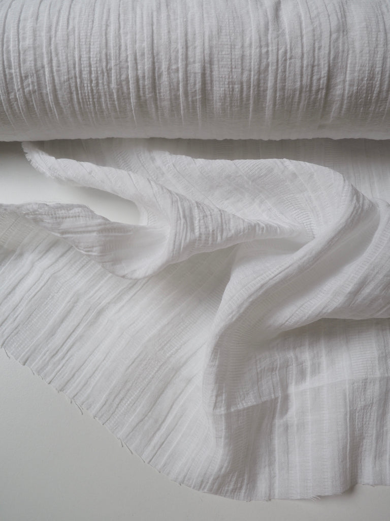 White Crinkle Stripe Viscose