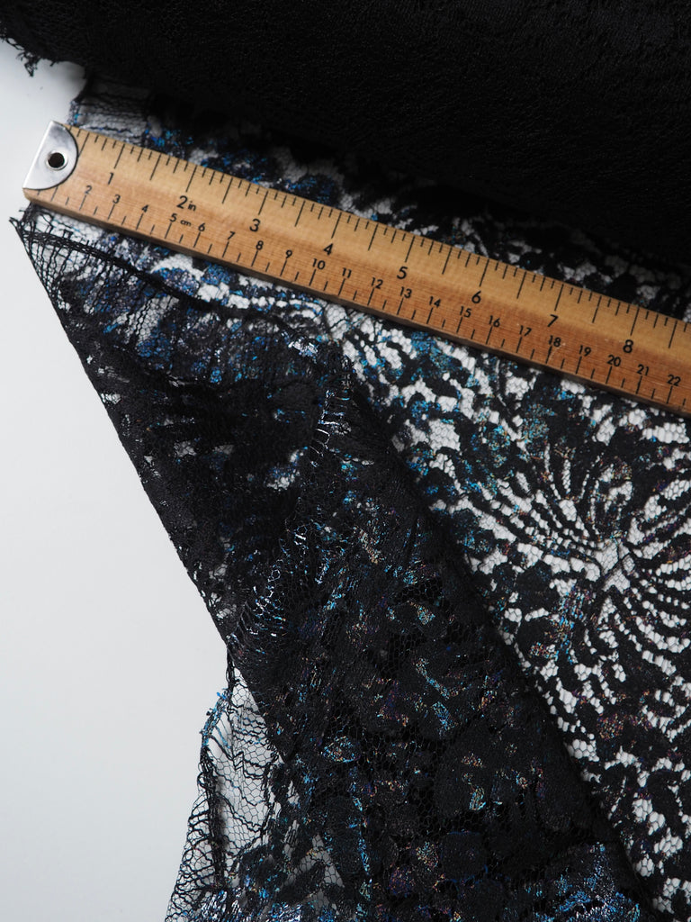 Black Holographic Foiled French Lace