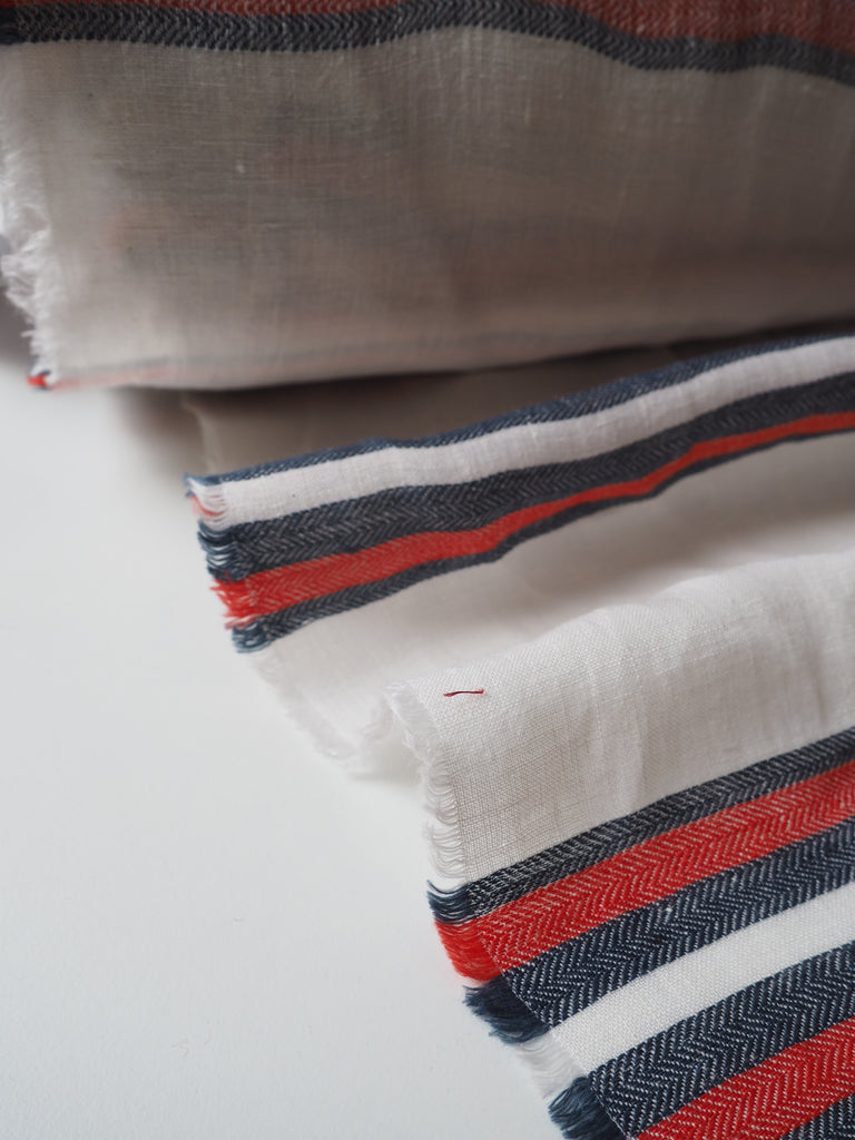 Sailboat Herringbone Stripe Linen