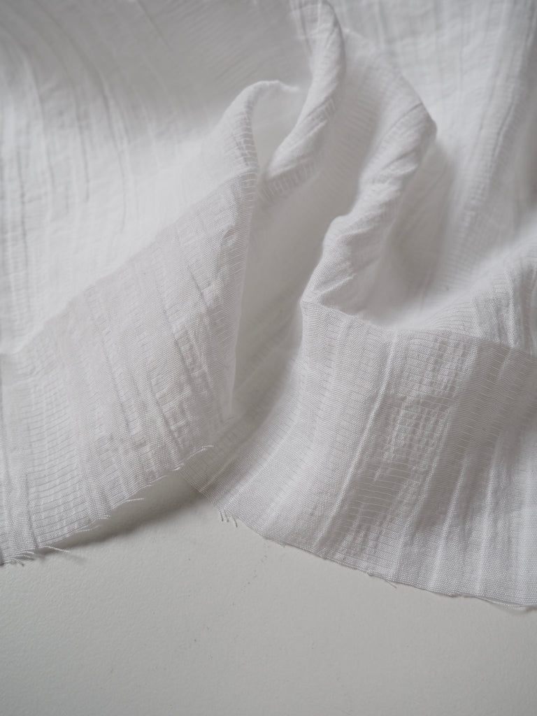 White Crinkle Stripe Viscose