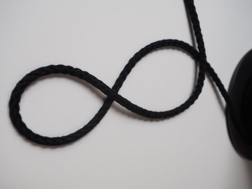 Black Cotton Braided Cord 5mm