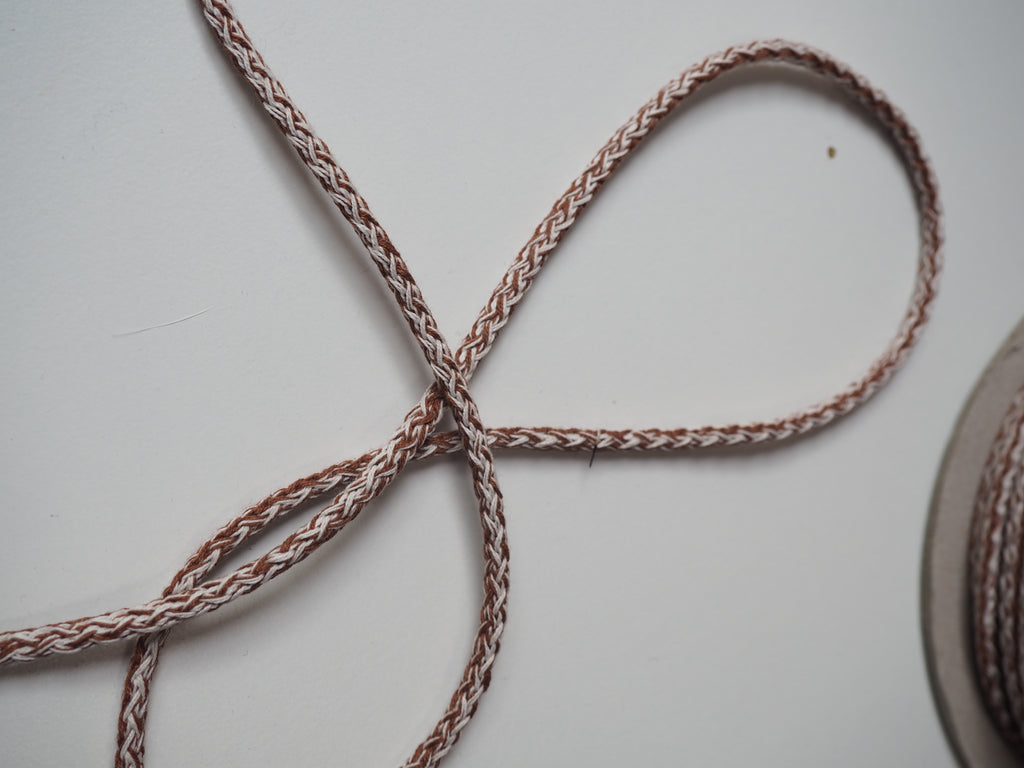 White + Rust Braided Cord 5mm