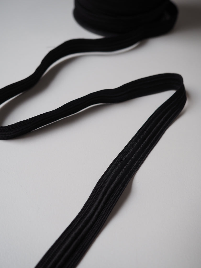 Black Flat Corded Trim 14mm