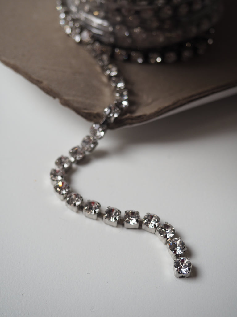 Clear Crystal + Pewter Metal Cup Chain - 5mm