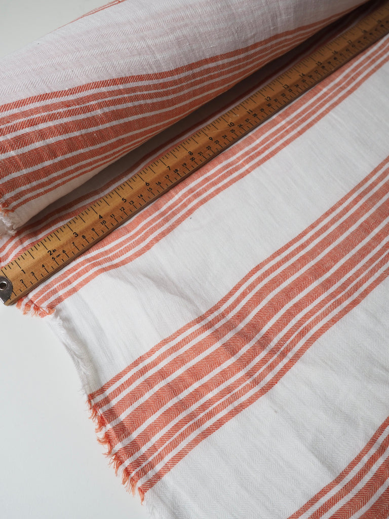 Orange Herringbone Stripe Linen