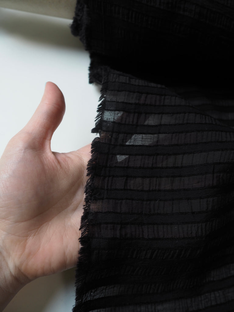 Black Stripe Viscose Voile