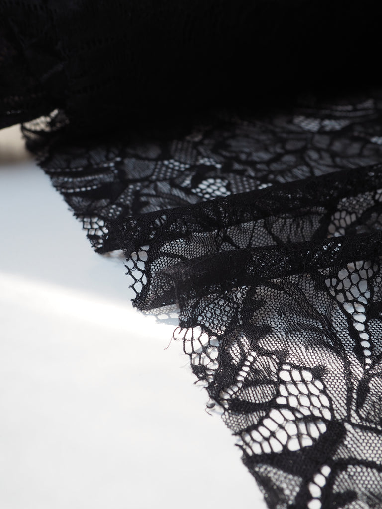 Black Carnation Stretch Lace