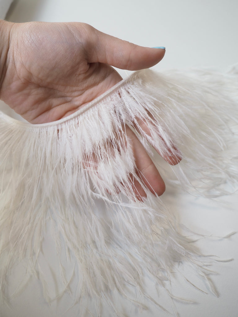 Ivory Long Trimmed Ostrich Feather Fringing