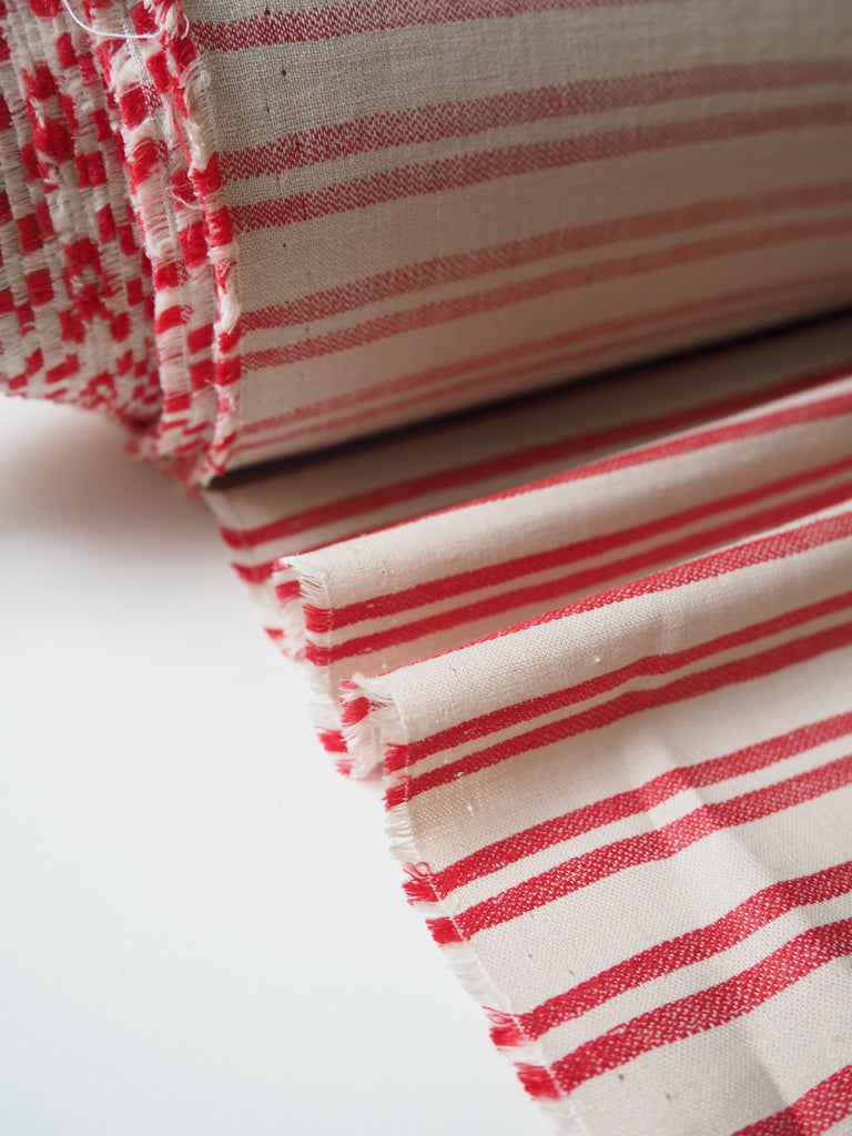 Red + Beige Stripe Cotton